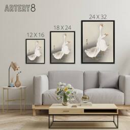 "Artery8 Two Geese Vintage Bird Ukiyo E Framed Canvas Wall Art Print Ohara Koson in Beige - Size: W12"" x H16""" - thumbnail 4