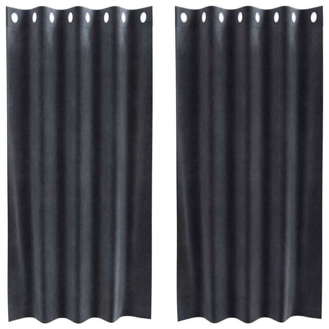 Berkfield Home Blackout Curtains with Eyelets 2 pcs Dark Grey Velvet - image 1