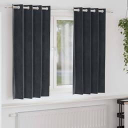 Berkfield Home Blackout Curtains with Eyelets 2 pcs Dark Grey Velvet - thumbnail 2