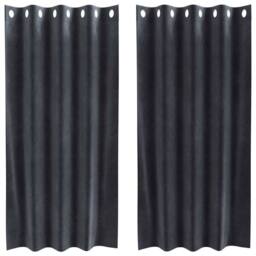 Berkfield Home Blackout Curtains with Eyelets 2 pcs Dark Grey Velvet - thumbnail 1