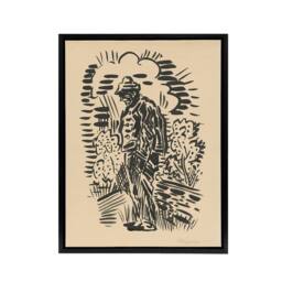 "Artery8 Guilt Ink Drawing Arnold Weisz Kubincan Black Framed Canvas Wall Art in Beige - Size: W12"" x H16""" - thumbnail 1