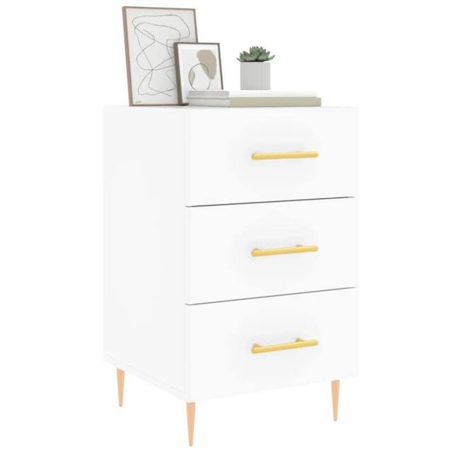 Berkfield Home Modern Bedside Cabinet White 40x40x66 cm Engineered Wood - Size: 40 x 40 x 66 cm - image 1