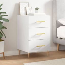 Berkfield Home Modern Bedside Cabinet White 40x40x66 cm Engineered Wood - Size: 40 x 40 x 66 cm - thumbnail 2