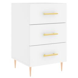 Berkfield Home Modern Bedside Cabinet White 40x40x66 cm Engineered Wood - Size: 40 x 40 x 66 cm - thumbnail 3