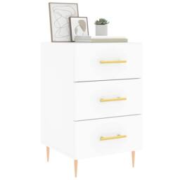 Berkfield Home Modern Bedside Cabinet White 40x40x66 cm Engineered Wood - Size: 40 x 40 x 66 cm - thumbnail 1