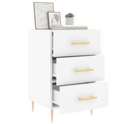 Berkfield Home Modern Bedside Cabinet White 40x40x66 cm Engineered Wood - Size: 40 x 40 x 66 cm - thumbnail 4