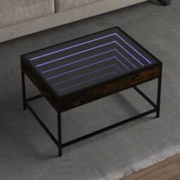 Berkfield Home Decorative Coffee Table with Infinity LED Smoked Oak 70x50x41 cm in Brown - Size: 70 x 50 x 41 cm - thumbnail 2