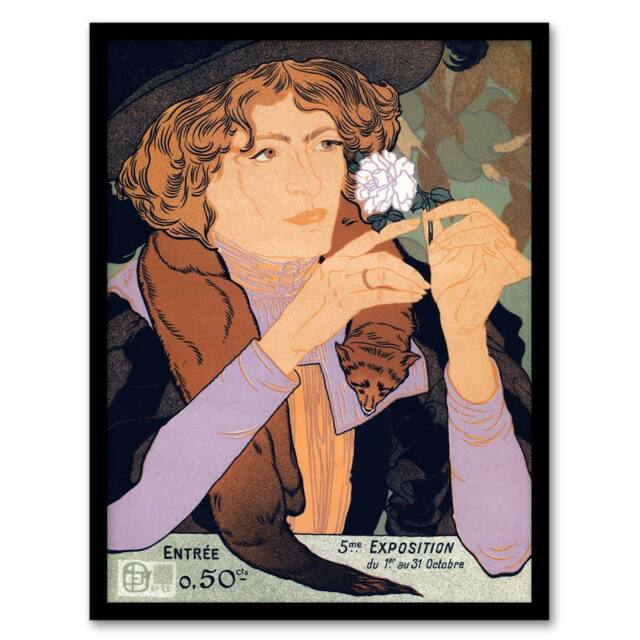 Artery8 Salon des Cent Vintage Advert Vintage Framed Wall Art Print de Feure - Size: A4 - image 1