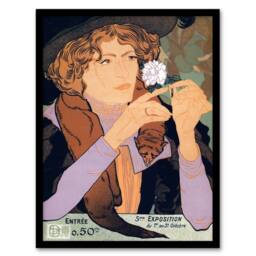 Artery8 Salon des Cent Vintage Advert Vintage Framed Wall Art Print de Feure - Size: A4 - thumbnail 1