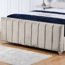 UK Bed Furniture Lisburn Slatted Base Upholstered Bed with 48 Inch Headboard in Light Beige - Size: Small Double - thumbnail 3