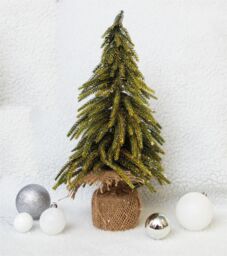 Netagon Decorative Gold Finish Mini Christmas Tree in Hessian Bag in Green - thumbnail 4