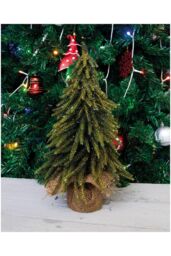 Netagon Decorative Gold Finish Mini Christmas Tree in Hessian Bag in Green - thumbnail 3