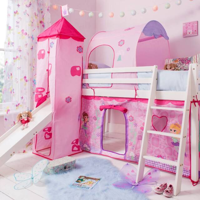 Nöa and Nani Moro Cabin Bed Midsleeper with Slide & Fairies Package in White - Size: Single - image 1