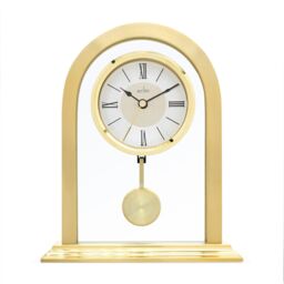 Acctim Colney Pendulum Mantel Clock Quartz Brushed Metal & Glass Energy Efficient Movement in Gold - thumbnail 2