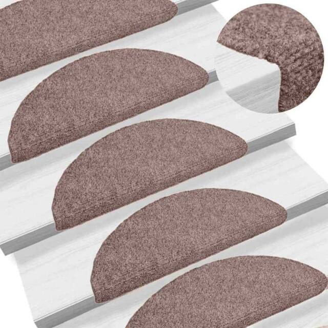 Berkfield Home Self-adhesive Stair Mats 5 pcs Brown 65x21x4 cm Needle Punch - Size: Medium - image 1