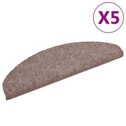 Berkfield Home Self-adhesive Stair Mats 5 pcs Brown 65x21x4 cm Needle Punch - Size: Medium - thumbnail 2
