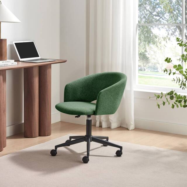 FurnitureboxUK Delaney Green Fabric Swivel Office Chair - image 1