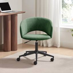 FurnitureboxUK Delaney Green Fabric Swivel Office Chair - thumbnail 2