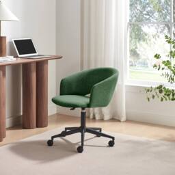 FurnitureboxUK Delaney Green Fabric Swivel Office Chair - thumbnail 1