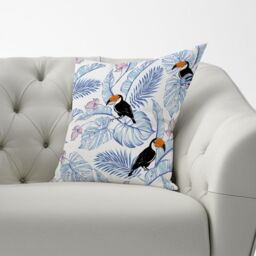 Warren Reed - Designer Tropical Toucan Cushions in Blue - Size: 60 cm x 60 cm - thumbnail 3