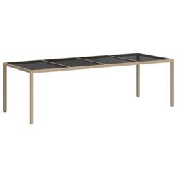 Berkfield Home Garden Table Beige 250x100x75 cm Tempered Glass & Poly Rattan - Size: 250 x 100 x 75 cm - thumbnail 5