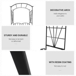 OUTSUNNY Garden Bench, Metal Garden Loveseat with Arch for Climbing Plants in Black - thumbnail 5