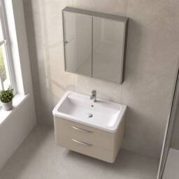 Balterley Aldershawe 2 Drawer Unit, Ceramic Basin, 800mm, Pebble Grey, Wall Hung in Grey - thumbnail 3