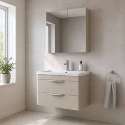 Balterley Aldershawe 2 Drawer Unit, Ceramic Basin, 800mm, Pebble Grey, Wall Hung in Grey - thumbnail 4