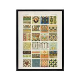 "Artery8 Renaissance Patterns Racinet Vintage Black Framed Canvas Wall Art - Size: W12"" x H16""" - thumbnail 1