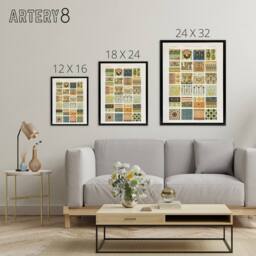 "Artery8 Renaissance Patterns Racinet Vintage Black Framed Canvas Wall Art - Size: W12"" x H16""" - thumbnail 4