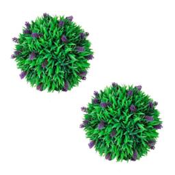 Berkfield Home Set of 2 Artificial Boxwood Ball with Lavender 30 cm in Green - thumbnail 2