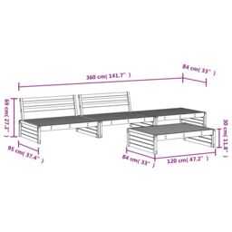 Berkfield Home 4 Piece Garden Lounge Set Solid Wood Douglas in Brown - thumbnail 6