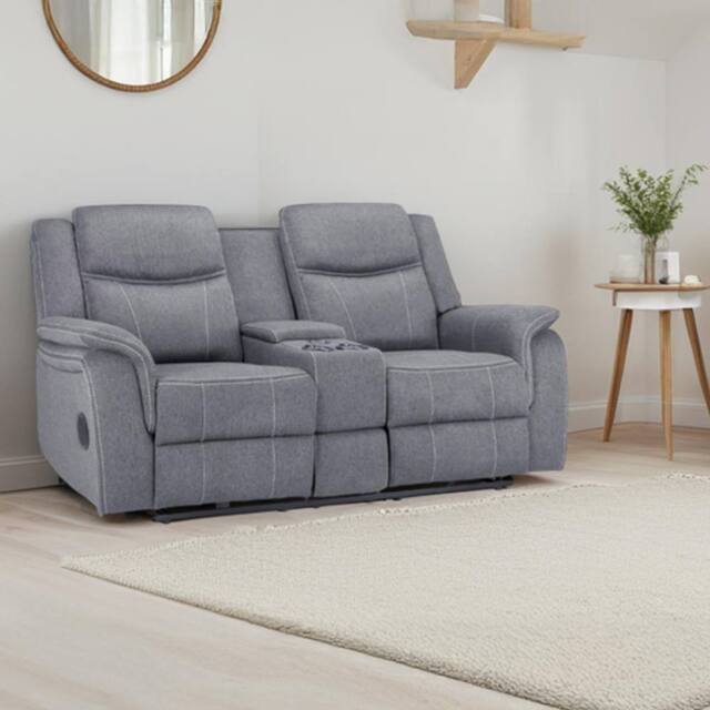 Furnishings For Less UK Orlando Grey Fabric 2 Seater Electric Reclining Sofa Centre Console - image 1