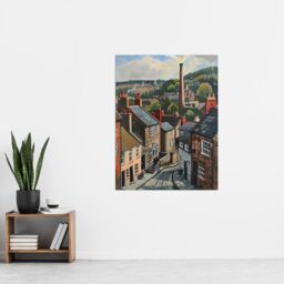 "Artery8 Traditional Northern English Village Painting Wall Art Print in Brown - Size: W24"" x H32""" - thumbnail 4