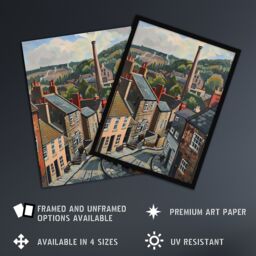 "Artery8 Traditional Northern English Village Painting Wall Art Print in Brown - Size: W24"" x H32""" - thumbnail 2