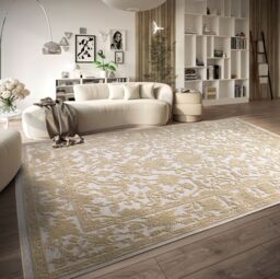 THE RUGS Villeroy & Boch Ambroise Short Pile Rug Floral Wool Like Soft Texture in Cream - Size: 160 cm x 230 cm - thumbnail 5