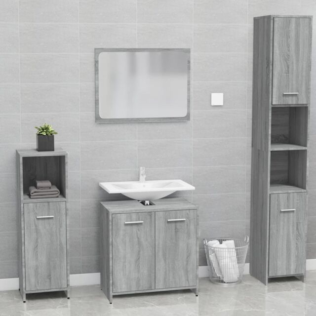 Berkfield Home Bathroom Furniture Set Grey Sonoma Engineered Wood - image 1