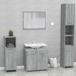 Berkfield Home Bathroom Furniture Set Grey Sonoma Engineered Wood - thumbnail 1