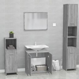 Berkfield Home Bathroom Furniture Set Grey Sonoma Engineered Wood - thumbnail 3
