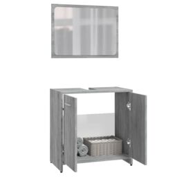 Berkfield Home Bathroom Furniture Set Grey Sonoma Engineered Wood - thumbnail 4