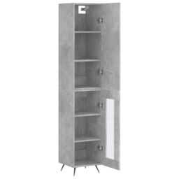 Berkfield Home Highboard Concrete Grey 34.5x34x180 cm Engineered Wood - thumbnail 4