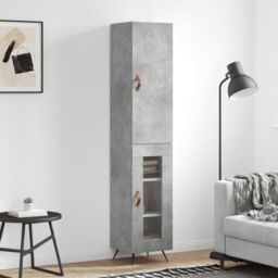 Berkfield Home Highboard Concrete Grey 34.5x34x180 cm Engineered Wood - thumbnail 1