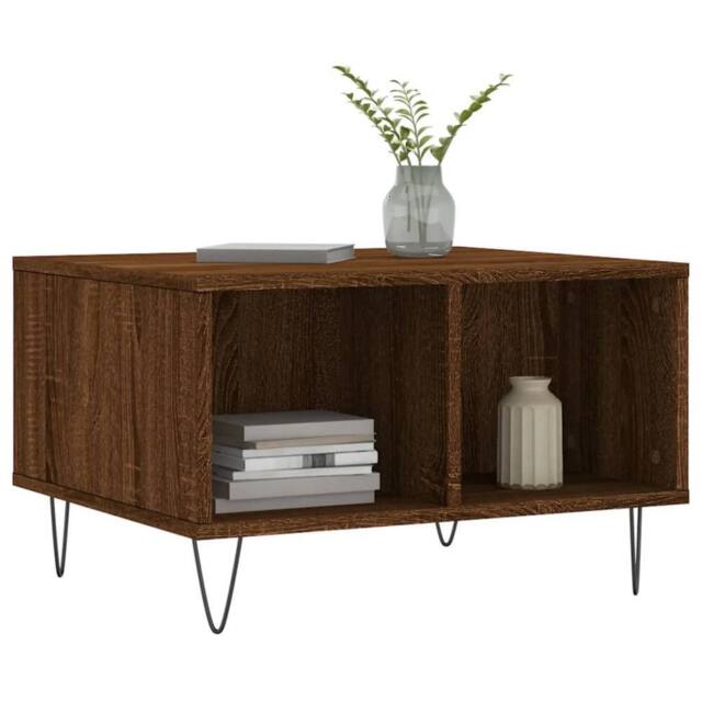 Berkfield Home Modern Coffee Table Brown Oak 60x50x36.5 cm Engineered Wood - image 1