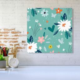 "Warren Reed - Designer Garden Summer Flowers Canvas in Blue - Size: W30"" x H30""" - thumbnail 2