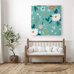 "Warren Reed - Designer Garden Summer Flowers Canvas in Blue - Size: W30"" x H30""" - thumbnail 3