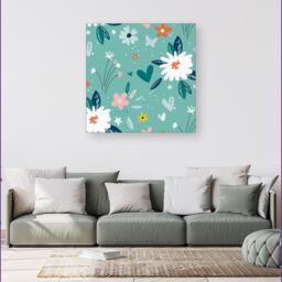 "Warren Reed - Designer Garden Summer Flowers Canvas in Blue - Size: W30"" x H30""" - thumbnail 4