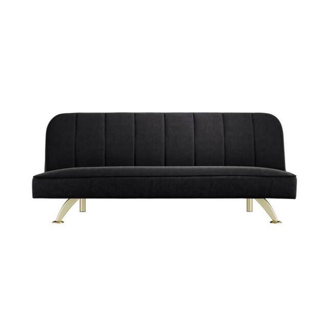 Lemon Pavilion Furniture Burlington Sofa Bed - L85 x W180 x H76.5 cm - Black/Gold Brushed in Black - Size: 1 Pack - image 1
