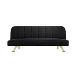 Lemon Pavilion Furniture Burlington Sofa Bed - L85 x W180 x H76.5 cm - Black/Gold Brushed in Black - Size: 1 Pack