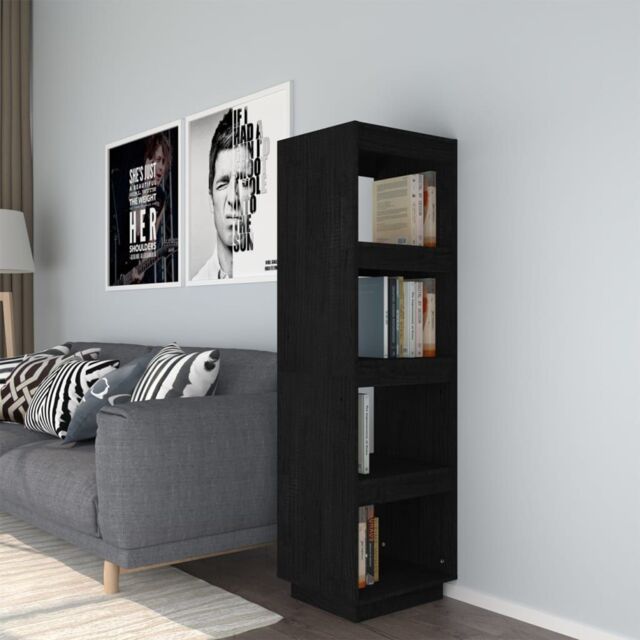 Berkfield Home Book Cabinet/Room Divider Black 40x35x135 cm Solid Pinewood - Size: 40 x 35 x 135 cm - image 1