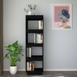 Berkfield Home Book Cabinet/Room Divider Black 40x35x135 cm Solid Pinewood - Size: 40 x 35 x 135 cm - thumbnail 3